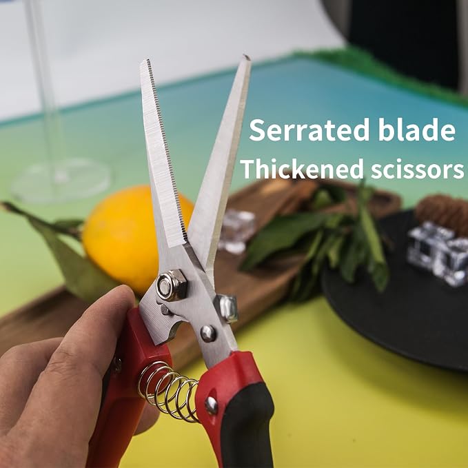 Multifunctional Stainless Steel Floral Pruning Shears Rose Thorns Clipping Tool Garden Snips Herb Scissors for Cutting Fresh Flowers Orchard Shears with Safety Lock Long Lasting Durability