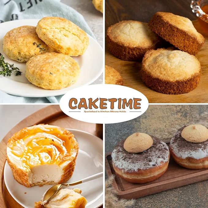 CAKETIME Muffin Top Pan, Silicone Egg Molds for Breakfast Sandwiches 3 Inch Round Baking Pan for Oven English Muffins, Whoopie Pies, Corn Bread, Egg bites, Tarts 3 Pack Confetti