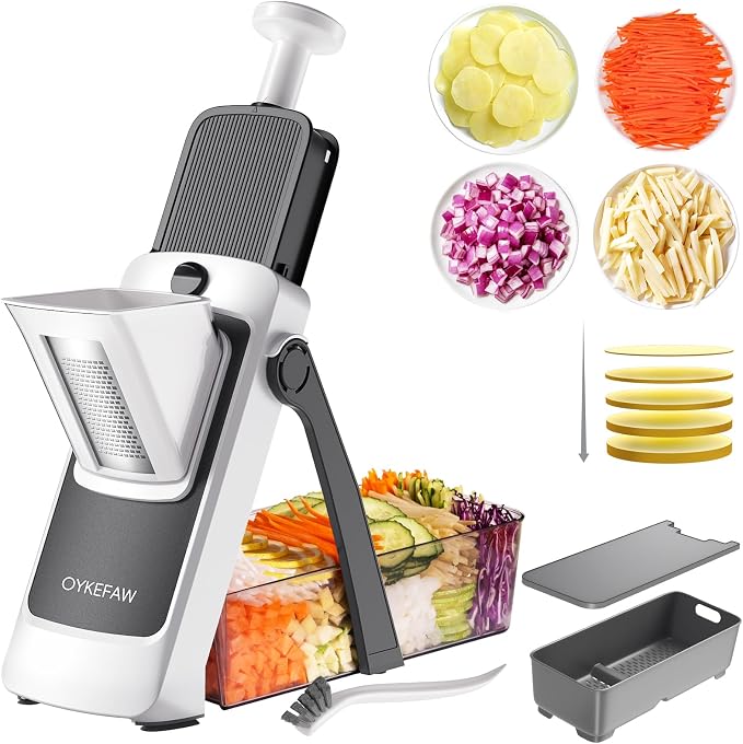 Safe Mandoline Potato Slicer Pro, Gen 4th with Container/Lid/Drain Basket | Safe Mandoline Slicer, Adjustable Thickness, food Slicer for Kitchen, Vegetable Veggie Chopper Cutter For Potato Onion Fruit