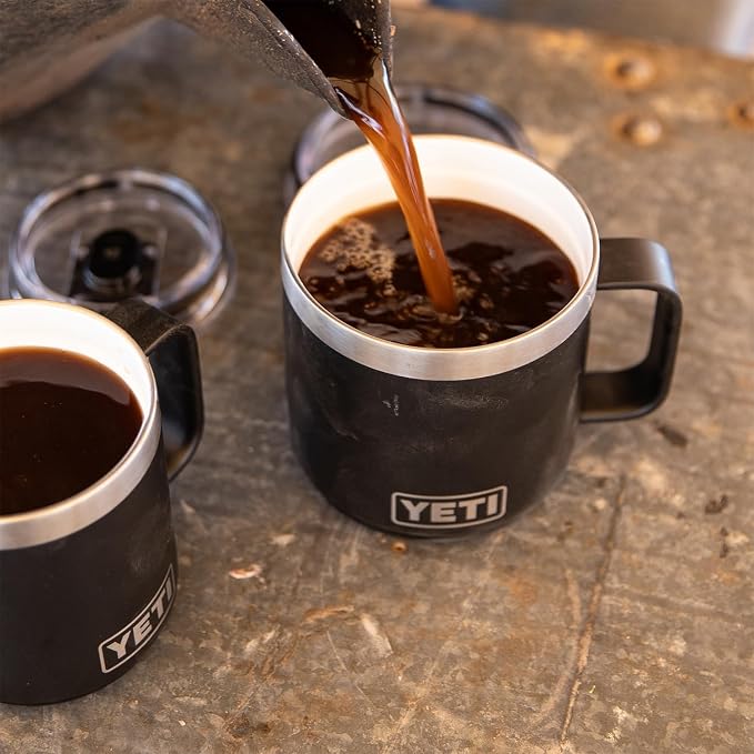YETI Rambler 14 oz Ceramic Lined Stackable Mug, Vacuum Insulated, Stainless Steel with MagSlider Lid, Wetlands Camo