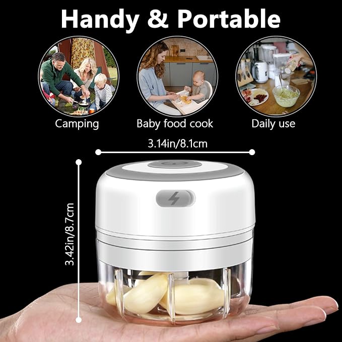 Electric Mini Garlic Chopper, 100ML Food Chopper Garlic Mincer USB | Vegetable Chopper, Onion Chopper, Portable Small Food Processor for Garlic, Ginger, Chili, Vegetables