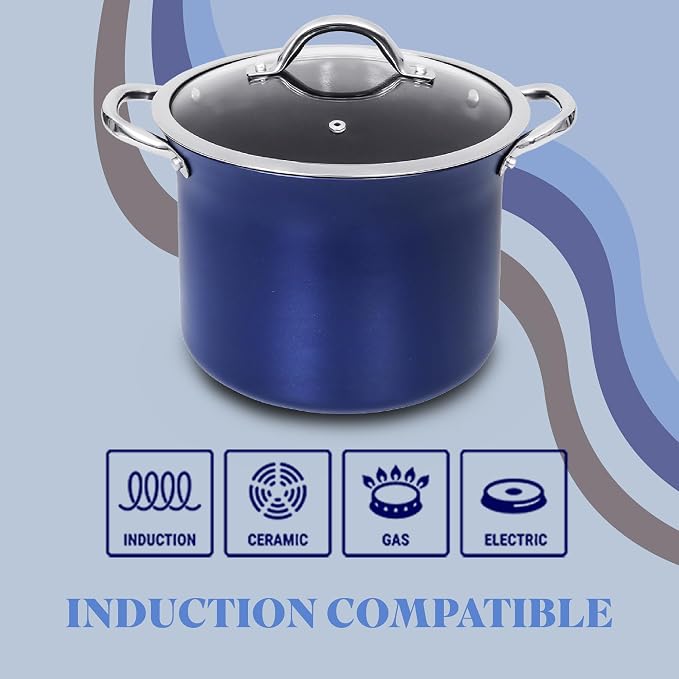 CONCORD Sapphire Nonstick 7 Quart Stock Pot Cookware Set (Induction Compatible)