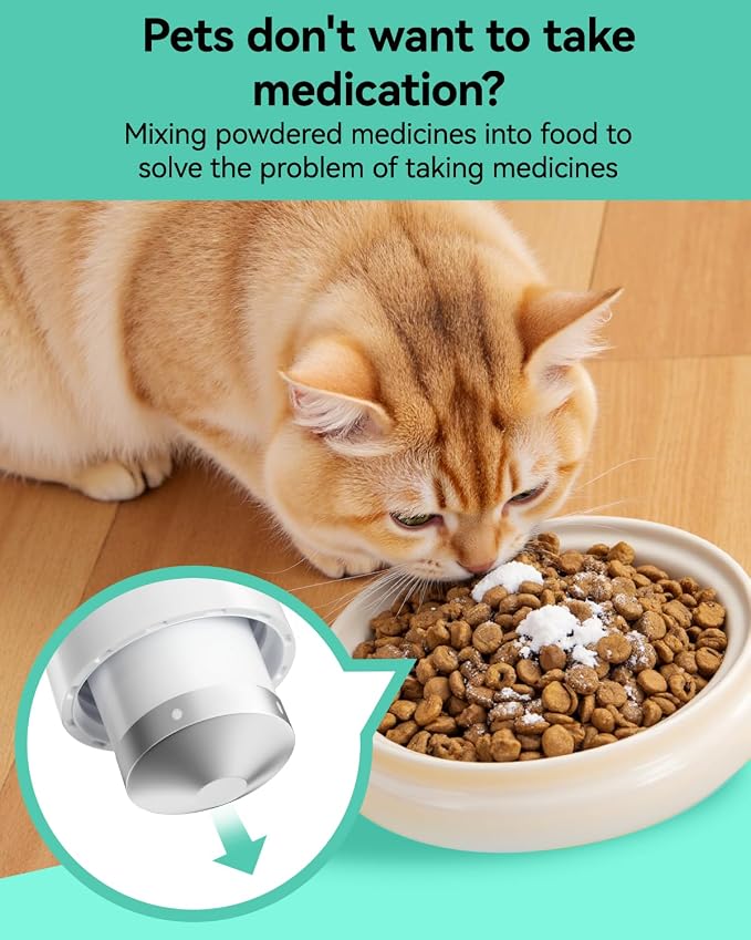 Pill Crusher Fine Powder, Pill Grinder & Cutter, Storage Box, Cyan | Stainless Steel Pestle, Pill, Vitamins, Tablets, Crusher for Elderly, Pets, Easy to Use, Crushes Medications into Fine Powder