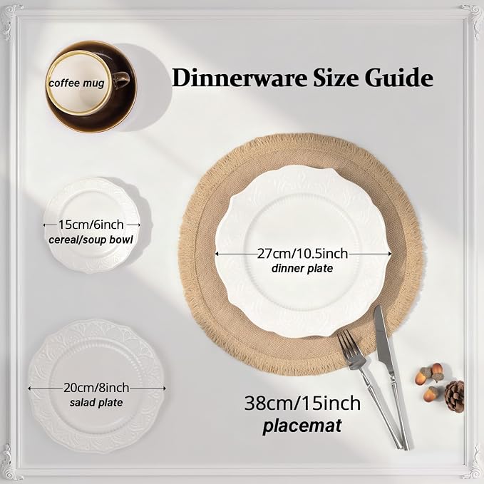 FunWheat Burlap Round Braided Placemats Set of 12 for Dining Tables 15 Inch Heat Resistant Jute Table Mats Farmhouse Woven Fabric Natural Place mats for Fall Decoration (Twine Circle)