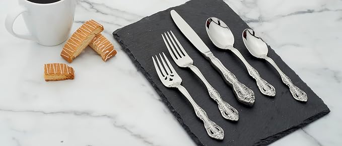 Oneida Michelangelo 5-Piece 18/10 Silverware Set for 1, Flatware | silver, dishwasher safe | includes knives, forks, and spoons | heavy duty, cutlery set, utensil set, wedding silverware