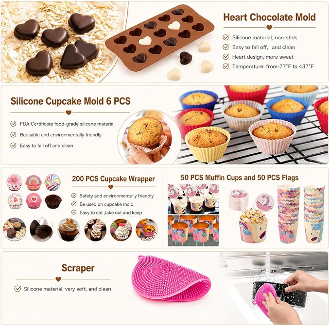 Cake Decorating Kits 567 PCS Baking Set with Springform Pans Set, Rotating Turntable, Decorating Tools, Cake Baking Supplies for Beginners and Cake Lovers (567 PCS Cake Decorating Kits)