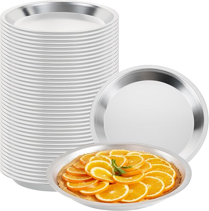 Restaurantware Aluminum Pie Pan 12 Count 12 Inch Round 1.25 Inch Deep Oven-Friendly Pie Tin, Lightweight Baking Pan, Silver Plate for Quiche, Fruit Pies, Home And Commercial Kitchens