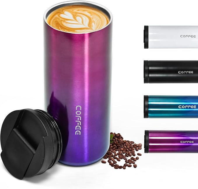 Insulated Coffee Mug 17oz,Travel Coffee Tumbler,Vacuum Insulated Coffee Mug with Leak Proof Screw Lid Coffee Cup for Men and Women for Hot & Cold Drinks