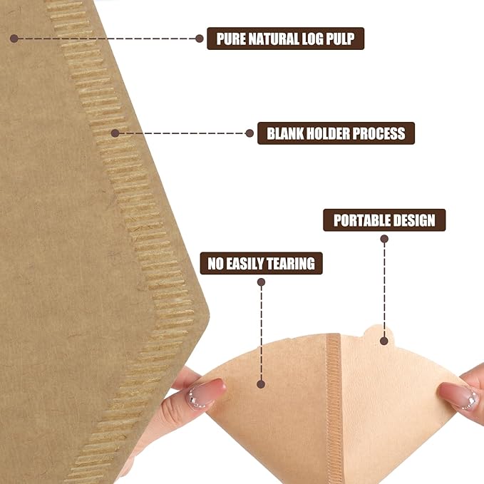 Coffee Filters #2, 200Pcs Unbleached 2 Cone Filters Paper | Natural Wood Pulp, Disposable, Tear Resistant Coffee Filter for Pour Over and Drip Coffee Maker