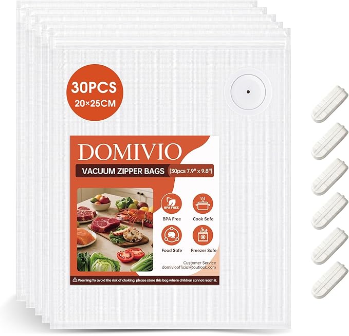 Reusable Vacuum Sealer Bags for Food, 30 Pack Small (7.9" x 9.8") BPA-Free Vacuum Storage Bags, Sous Vide & Meal Prep, Compatible with Most Handheld and Countertop Vacuum Sealers