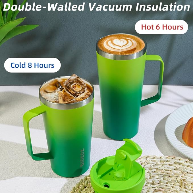 BJPKPK 30oz Insulated Tumbler with Handle, Lid & Straw, Stainless Steel | Double Wall Vacuum Insulated Coffee Travel Mug - Keeps Cold & Hot, BPA Free, Cupholder Fit for Office, Gym & Travel