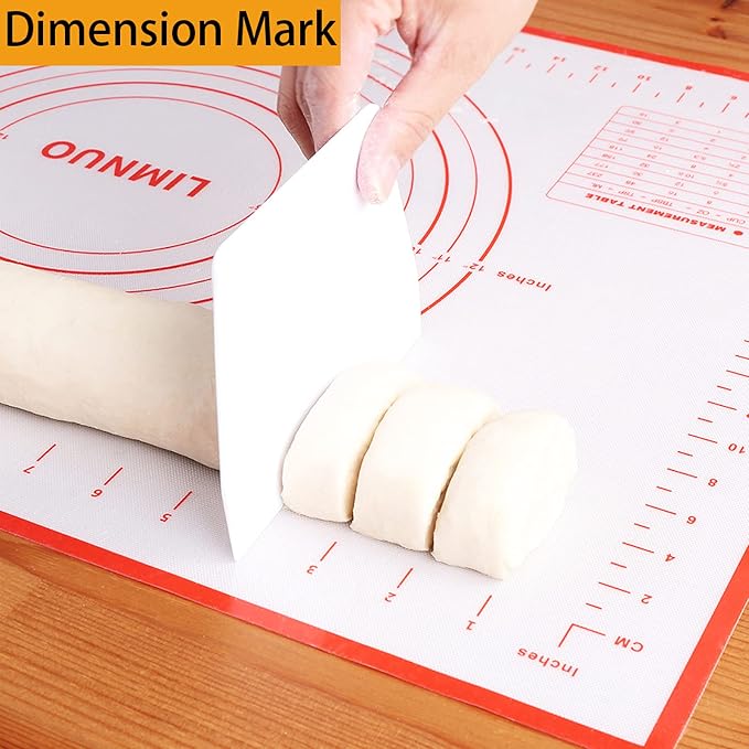 Silicone Baking Mat，Non Stick Rolling Dough with Measurements for Pie Pizza Cookies Fondant Making，Extra Thick Non Slip Silicone Pastry Mat (Red, XL-20"×28")