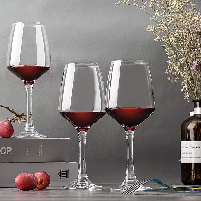 C CREST Wine Glasses Set of 8, 12oz, Lead-free, Clear, Durable Glassware