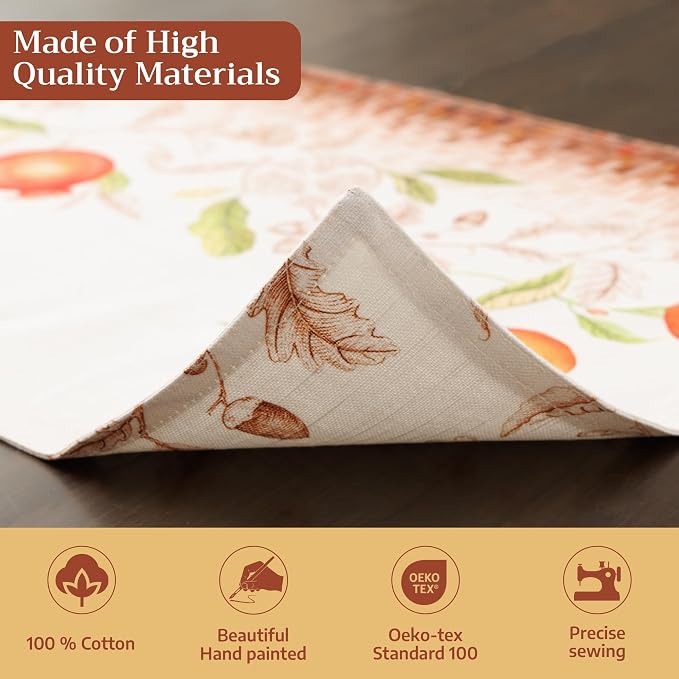 Maison d' Hermine Placemats Set of 4 Reusable 100% Cotton (13"x19") | Cloth Place Mats Washable Table Mats for Kitchen Dining Party Wedding Hotel Home Thanksgiving Christmas - Vintage Harvest