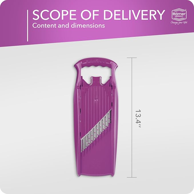 BORNER Wave waffle PowerLine | Vegetable Grater Börner - Quality Made in Germany, Color:Violett