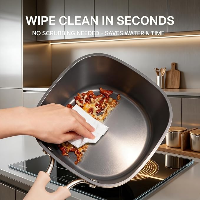 3QT Saucepan with Lid, Nonstick Ceramic Coating, PFAS & PFOA-Free, Induction Compatible, Dishwasher Safe, Stay-Cool Handles, Durable Scratch-Resistant Design
