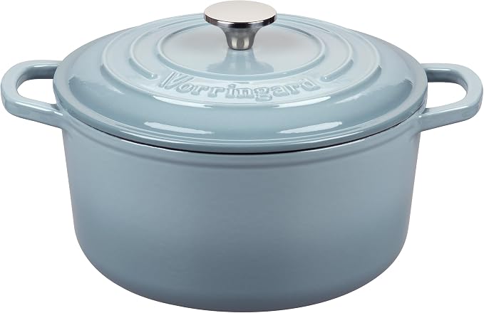 Enameled Cast Iron Dutch Oven Pot with Lid, for Sourdough Bread Baking, Round Dutch Ovens, 6 Quart, Sea Salt