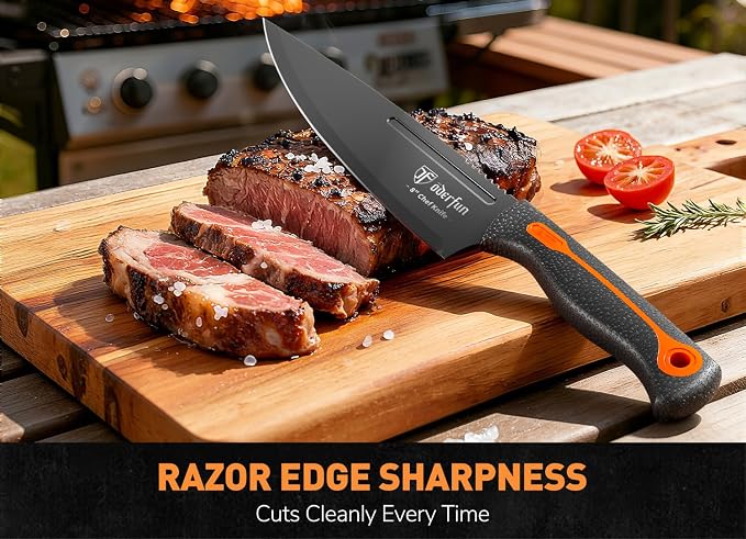Knife Block Set, 15 PCS Dishwasher Safe Kitchen Knife Set, Non-slip | Razor-Sharp knives set with sharpener, High Carbon Stainless Steel, Ergonomic Handle, Elegant Box for Her Him Women