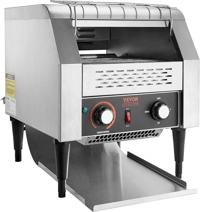 VEVOR Commercial Conveyor Toaster, 300 Slices/Hour Conveyor Belt Toaster, Heavy Duty Stainless Steel Commercial Toaster Oven for Toast Bun, Bagel, Bread