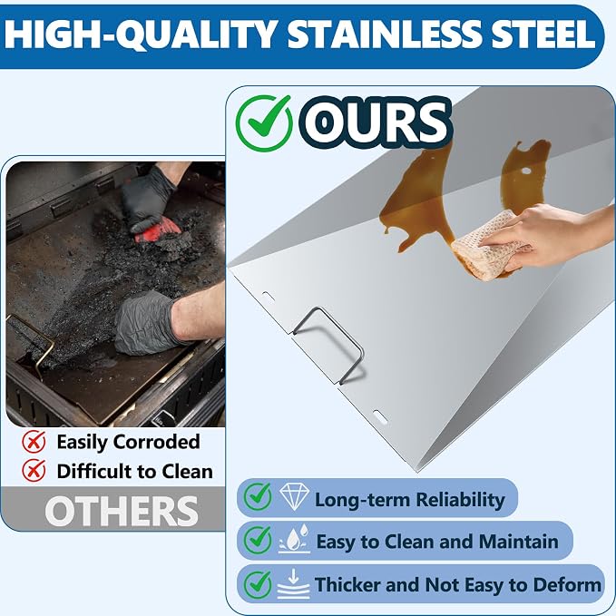 SafBbcue Drip Tray & 10 Liners for Traeger Woodridge Pellet Grill, BAC818 | StainLess Steel Tray and 10 Aluminum Liners, Fits Woodridge TFB86MLH & Pro 34, Rust-proof