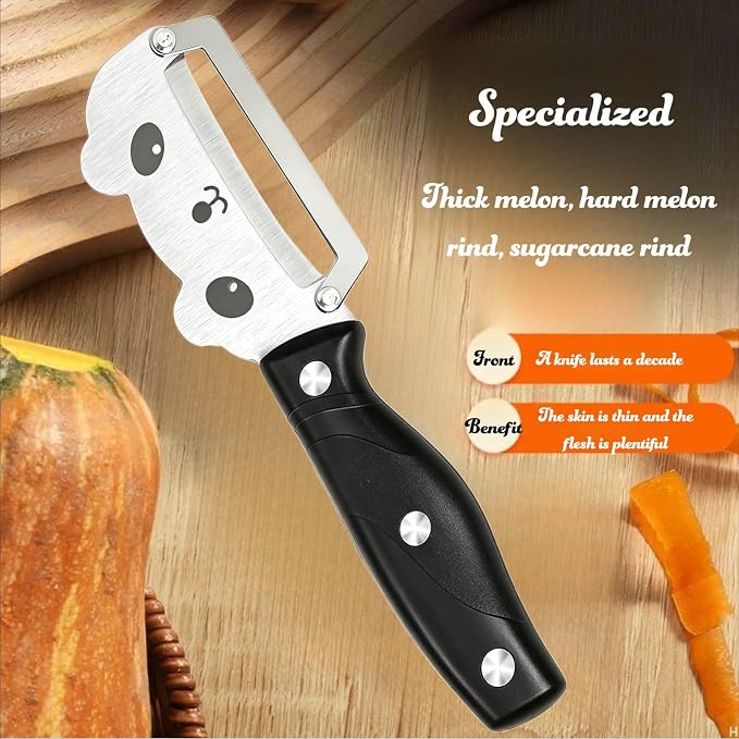 Vegetable Peeler Ergonomic Handle Stainless Steel for Potato Fruit | Multifunctional Kitchen Tool,Thickened Sharp Stainless Blade,Zero Flex Zero Snag,for Cucumber Carrot Pumpkin Sugarcane(Black)