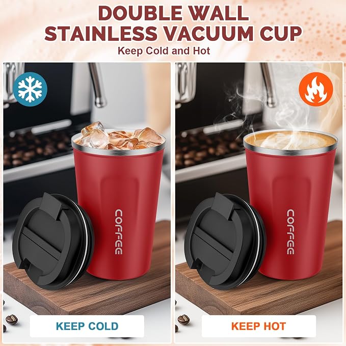 MOMSIV 12oz Travel Coffee Mug, Insulated Coffee Cup with Leakproof Lid | 6-Hour Heat Retention, 360°Leak proof, Vacuum Stainless Steel Double Walled, BPA-free, Reusable And To Go Coffee Mug