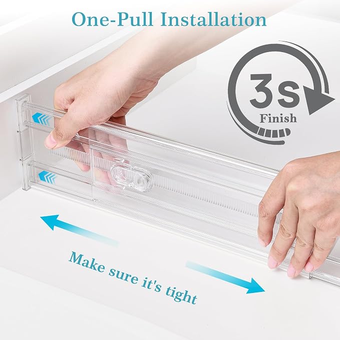 Vtopmart 4" Regular Upgrade Drawer Dividers for Clothes, 12.8"-22.3" 4 Pack | Expandable Dresser Drawer Organizer, Clear Separator, Baby Clothing, Underwear, Cosmetics, Toiletries Storage, Space Saving