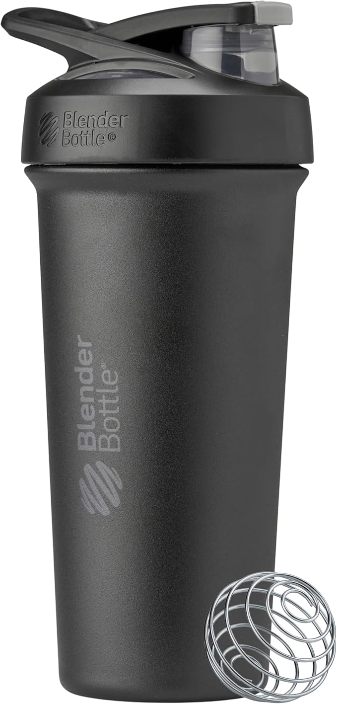 BlenderBottle Sport Sleek Stainless Steel Shaker Bottle 25 oz Black