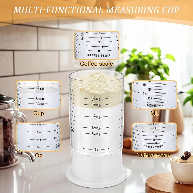 6 Pcs Adjustable Measuring Cup Set 1 Measure Cup 5 Measure Spoon | Kitchen Measuring Baking Tool, 1 Cup Measuring Cup for Peanut Butter, Liquid, Dry, Semi Solid Ingredient, Home Cooking Gadget