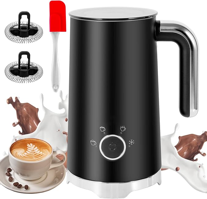 Milk Frother, Electric Milk Frother and Steamer 400W | Automatic Warm and Cold Foam Maker and Milk Warmer 4 in 1 with 2 Whisk for Latte, Cappuccino, Macchiato, Hot Chocolate Coffee