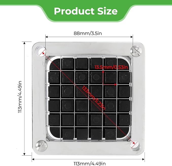 1/2" Replacement Blade for Commercial Vegetable Chopper Dicer | 420 Stainless steel blade, sharp uniform 1/2" dicing, wide chopper compatibility, for fries, onions, tomatoes, cucumbers