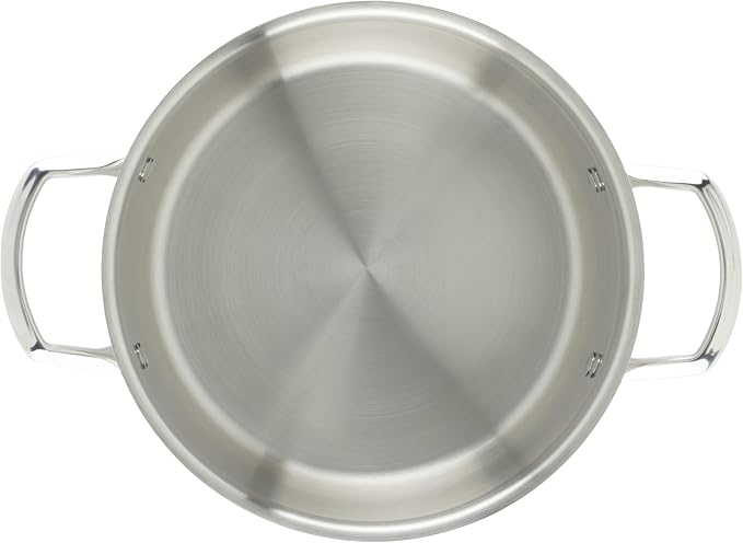 WINCO Tri-Ply Stock Pot, Silver | Dishwasher safe, Triple-riveted handles, Dripless pouring, Great for Stocks, Soups, Pasta and Batch Cooking