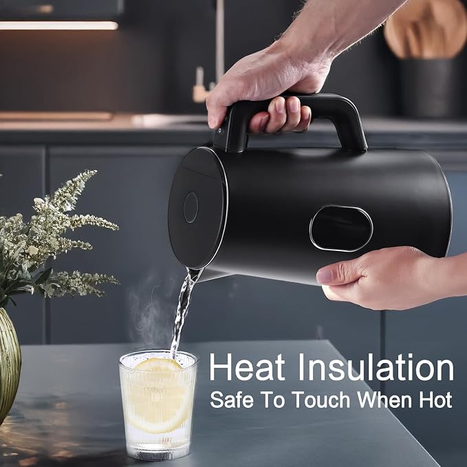 1.5L Electric Kettle Temperature Control, Black | Double Wall Cool Touch Teapot, Fast Boil, 5 Temperature Control, LED Display, Auto Shut-Off & Keep Warm