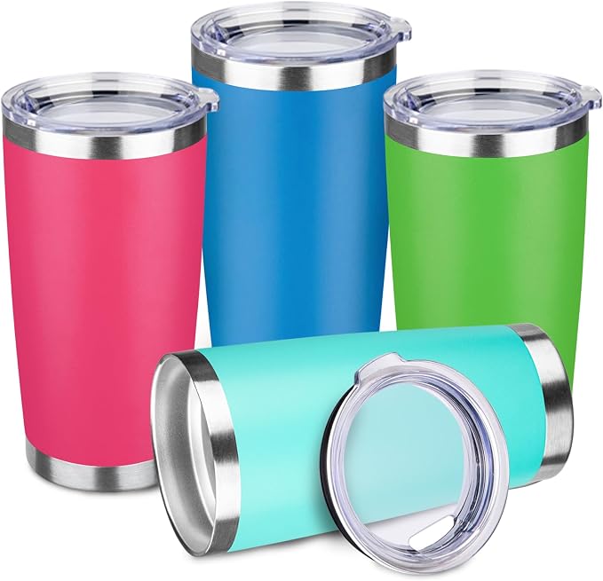 StarSpeed 4 Pack 20oz Stainless Steel Travel Coffee Tumbler,Fruit Pastel | Travel Coffee Mug Bulk,Spill-proof Lid,Double Wall,BPA-free Travel Cups,Insulated Cup Fits Car Cupholders