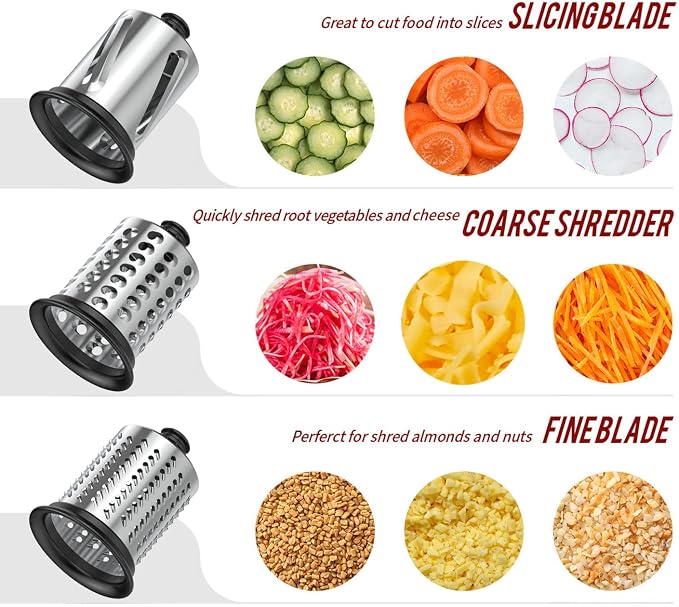 GVODE Slicer Shredder Attachment for KitchenAid Stand Mixers,Food Processor | Cheese Shredder with 3 Stainless Steel Blades, Cheese Grater Attachment for KitchenAid Stand Mixer, Easy Clean