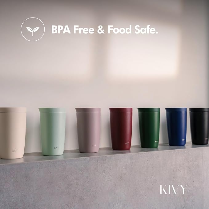 KIVY Travel Coffee Mug Tumbler [24h Cold | 6h Hot] Reusable Insulated Coffee Tumbler Stainless Steel - Spill Proof Coffee Travel Mug - Leakproof 12oz Insulated cup to go - Dishwasher Safe, BPA Free