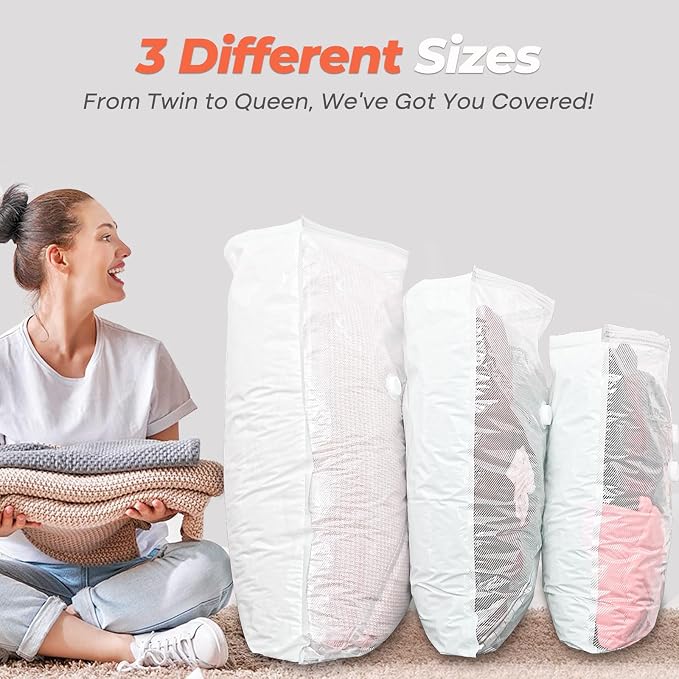 Vacbird 18 Pack Vacuum Storage Bags Set with Rechargeable Wireless Pump Large/Medium/Small Vacuum Seal Bags for Clothing Travel and Home, Compression Packing for Comforters, Blankets and Bedding