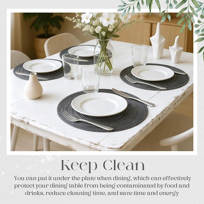 Geosar Disposable Paper Placemat Cotton Woven Look 13'',100 Pcs,Black