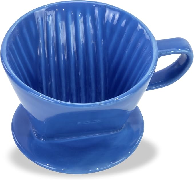 Pour Over Ceramic, Coffee Dripper Ceramic Coffee Maker,Blue | 3 Holes Flat Bottom, Porcelain Slow Filter Cone for Travel, Camping, Office, Home, Coffee Maker Brew