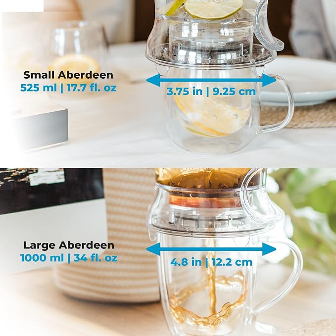 GROSCHE Aberdeen Smart Tea Maker BPA-Free Tea Infuser Black 17.7 oz (525ml) | Drip-Free Bottom Dispenser, Coaster, Easy Brewing, Simple Cleanup, Tritan Build, Loose-Leaf Steeping, Stylish Design