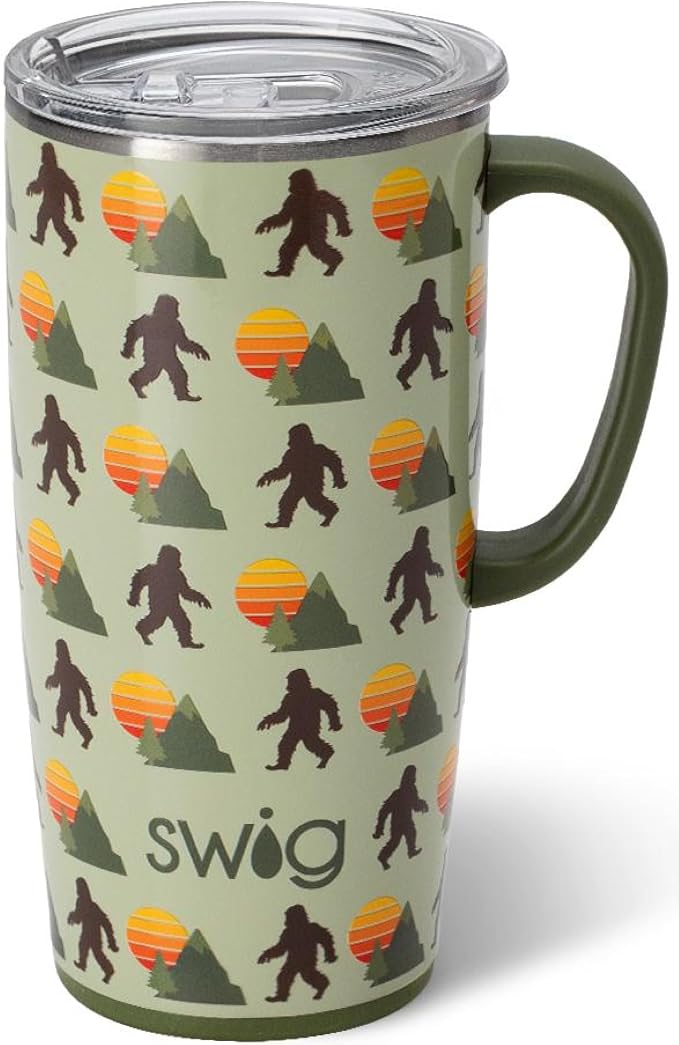 Swig Life 22oz Insulated Travel Mug with Handle & Lid, Wild Thing | Triple Insulated Stainless Steel - Handle & Lid Included - Keeps Coffee Hot or Cold - Cup Holder Friendly