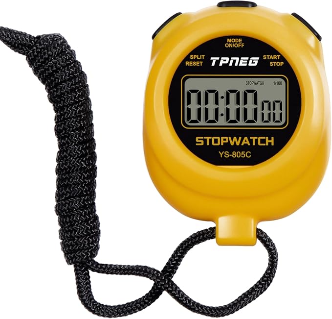 TPNEG Simple Stopwatch Timer - Easy to Use, Set Up, Read, and Carry - Large Display - On/Off, AAA Battery - Ideal for Coaches, Track and Field, Soccer Referees, Sports, Classroom