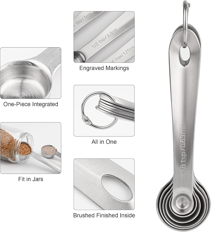 Measuring Cups and Spoons Set, 18/8 Stainless Steel Measuring Cups and Spoons Set, 5 Metal Measuring cup & 6 Baking Measuring Spoon, Imperial & Metric Measure Cup and Spoon Set 11