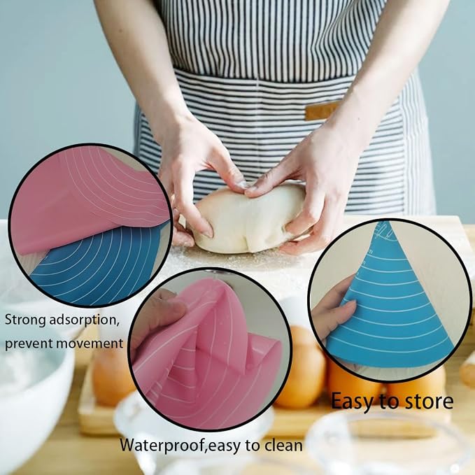 1 Pcs 12 Inch Silicone cake mats, Cake turntable mat | Pink Silicone Baking Pad, Round Cake Decorating Mat for Rotating Stand, Washable Pastry Sheet for Bread Pizza Dough