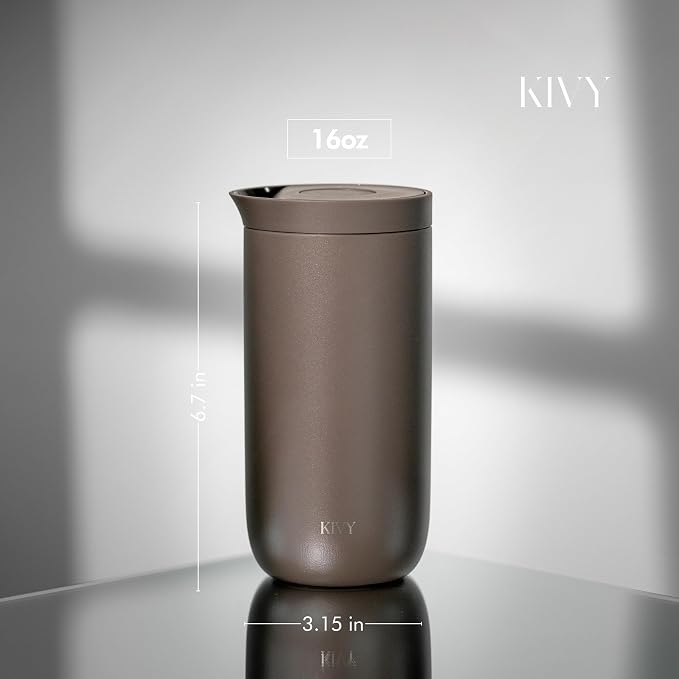 KIVY Travel Coffee Mug Tumbler [24h Cold | 6h Hot] Insulated Coffee Tumbler Stainless Steel - Leak Proof Coffee Travel Mug - 16oz Insulated cup to go for hot & cold drinks - Cups for Women & Men