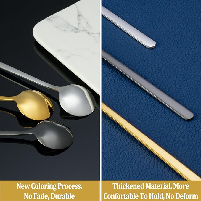 12 Pcs Teaspoons Set, 6.7 Inch Tea Spoons Long Handle, Small Teaspoons, Food Grade Stainless Steel Spoons, Long Spoon for Stirring, Metal Espresso Spoon, Coffee Bar Accessories