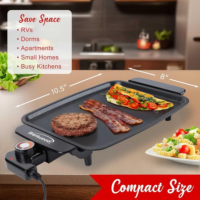Brentwood 12" x 10" 1,200-Watt Electric Griddle with Ceramic Non-Stick Coating