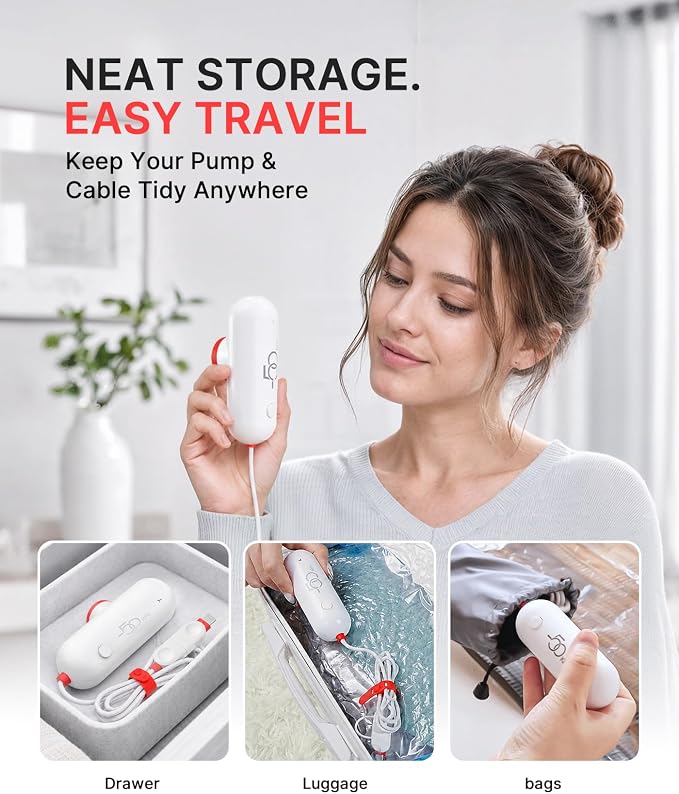 VMstr USB Vacuum Pump for Storage Bags, Portable Charging Travel Vacuum Bags with Pump for Clothing