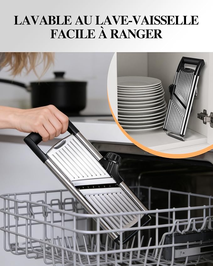 MASTERTOP Adjustable Mandoline Food Slicer,Vegetable Slicer Fruit Cutter | Stainless Steel Mandoline Slicer, Julienne Slicers for Kitchen Onion Potato, Tomato, Vegetable, and Fruit, Dishwasher Safe