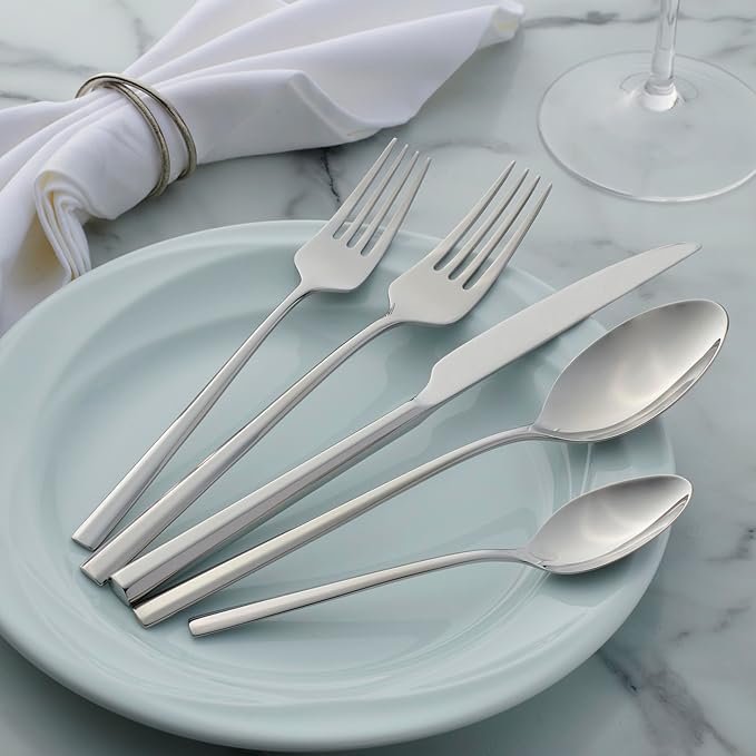 Oneida Doublet 20-Piece 18/0 Silverware Set for 4, Flatware | mirror finish, dishwasher safe | includes knives, forks, and spoons | cutlery set for kitchen and dining
